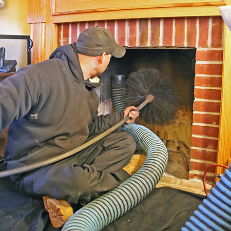 FirePeak Chimney – chimney cleaning in progress